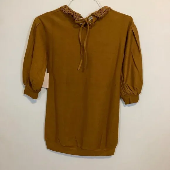 NWT Mia Joy Girl’s Dress Size 8 – XOXO, Puff Sleeve, Crocheted Collar, Holiday - Picture 3 of 9